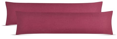 leevitex Kissenbezug Set | 2er Pack | 100% Baumwolle | Jersey | Kissenbezüge | Seitenschläferkissen | Kissenhülle | Nackenkissenbezug | Bordeaux/Weinrot, 40 x 145 cm | Seitenschläfer/Stillkissenbezug