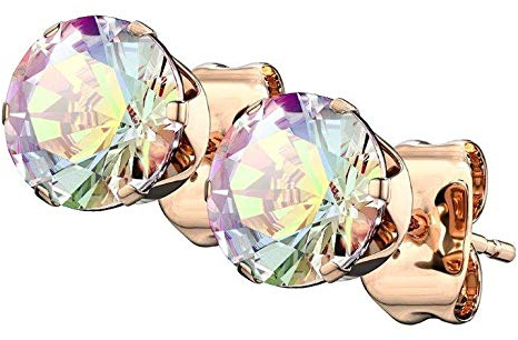 eeddoo® Damen Ohrstecker aus Rosegold Edelstahl mit Aurora Borealis Kristall (8)