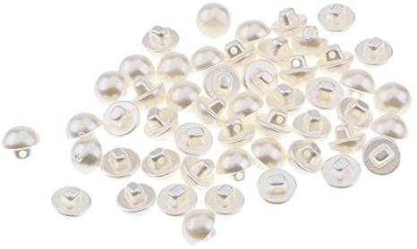 Bonarty 50 Knöpfe Perlenknöpfe Perlmutt Kugelknöpfe Bluseknopf Hemdknopf für Brautkleid Hochzeit - 10 mm