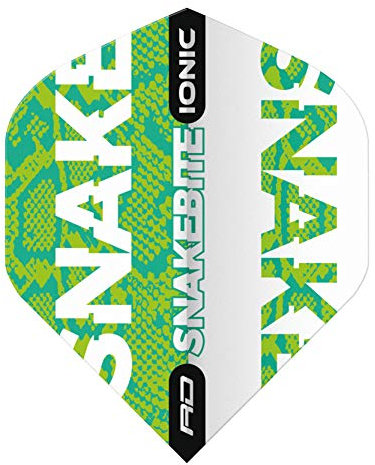 RED DRAGON Snakebite Ionic Green Dart Flights - 3 Sets Per Pack (9 Dart Flights in total)