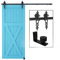 CCJH 5FT-152cm Schiebetuer Schiene Set Schiebetürbeschlag System Laufschiene Blütenform Roller Hanger Kit Mit Einstellbar Bodenführung Für eine Tür