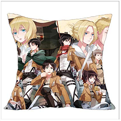 1 x Kissenbezug „Attack on Titan“, 45,7 x 45,7 cm, japanisches Anime-Motiv, weicher Kissenbezug mit Reißverschluss.