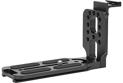 Sxhlseller Soporte en Forma de L, Placa de Liberación Rápida de Metal Universal en Forma de L con Soporte de Zapata para Cámara SLR de Cabeza Esférica Hidráulica(Negro)