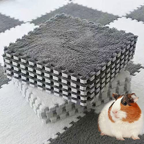 Oncpcare 10 Stück 30 x 30 cm Meerschweinchen-Einlagen, waschbar, wiederverwendbar, Meerschweinchen-Fleece-Käfigeinlagen, weiche warme Kaninchen-Schlafmatte, Decke, Bett (grau)