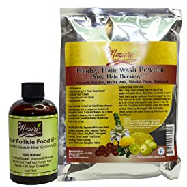 Nzuri Stop Alopecia Hair Loss & Hair Thinning Wash powder and Hair Follicle Food 61 Treatment Stop Hair Breakage Combo