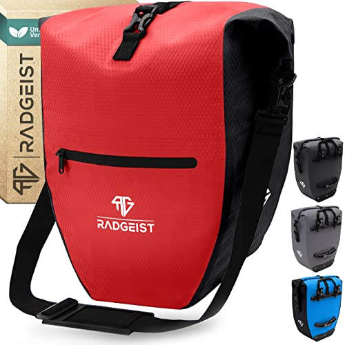 RADGEIST Fahrradtasche für Gepäckträger - Tasche für Fahrrad Gepäckträger - Gepäckträgertasche wasserdicht Umhängetasche (Rot 28L, Einzeln)