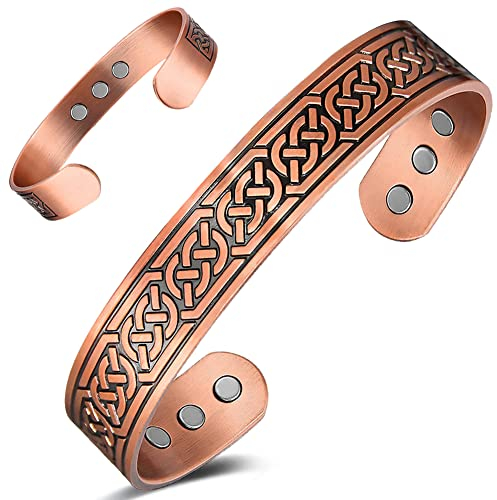 Cigmag 9X Lymphatic Drainage Copper Bracelet for men Ultra Strength Magnet Mens Copper Bracelet Adjustable with Present Box (Axe Pattern)