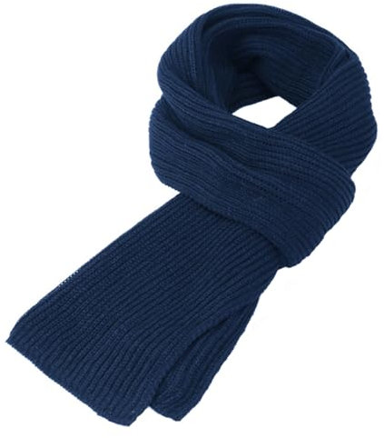 bestree Grob Schal für Herren, reine Farbe, Winterhals, warm, gestrickt, Wolle, langer Schal, blau, Einheitsgröße