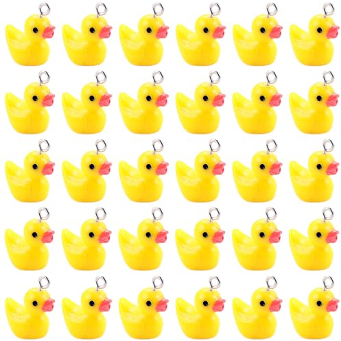 Niuhong 30 Pcs Ente Charms Anhänger Kleine Gelbe Enten Anhänger Niedliches Harz Charm Schmuckherstellung Miniatur Ente Für Armband Halsketten Schlüsselanhänger DIY Basteln Schmuck