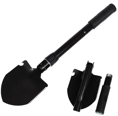 Multifunktionaler Klappspaten, Survival- und Camping-Ausrüstung, Gartenschaufel, Outdoor-Schaufel, Kinderspaten, Bundeswehr-Qualität Schwarz