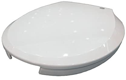 Toilettensitz mit Absenkautomatik, vorne offen, große Öffnung, Kunststoff, weiß, runder Sitz