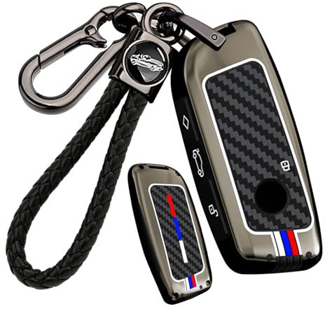 ontto Passt für BMW Autoschlüssel Hülle für BMW 2er U06 3er G81 M3 5er G60 7er G07 X1 U11 X5 F95 IX1 i4 2023-2025 Schlüsselhülle Metall Schlüsselcover Schlüsselgehäuse Schutzhülle 4 Tasten-B Schwarz