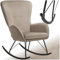tectake® Schaukelstuhl, Sessel Wohnzimmer, Relaxsessel, Ohrensessel, Wohnzimmer Möbel, Rocking Chair für Babyzimmer, als Lesesessel im Schlafzimmer oder Stillsessel, Samtoptik schwarz/beige