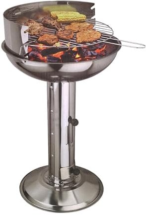 Säulengrill, Holzkohlegrill, Edelstahl, RUND 39 x 68 cm