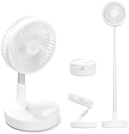 Clyfanesy 39 inch Portable Oscillating Standing Fan, Foldable Standing Pedestal Fan,4 Speed Settings Pedestal,7200mAh Rechargeable Battery, Bedroom Camping Fishing Travel