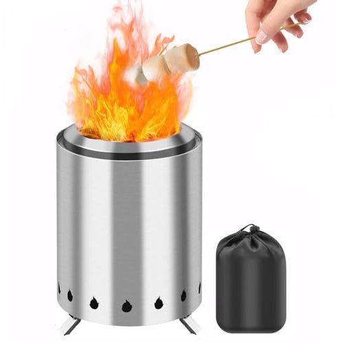 Brasero Exterior, Hoguera portatil de Acero Inoxidable Pozo de Fuego Fire Bowl Estufa de leña pequeña para Camping Patio Trasero, jardín, Picnic, Patio, Interior, combustión de leña/pellets