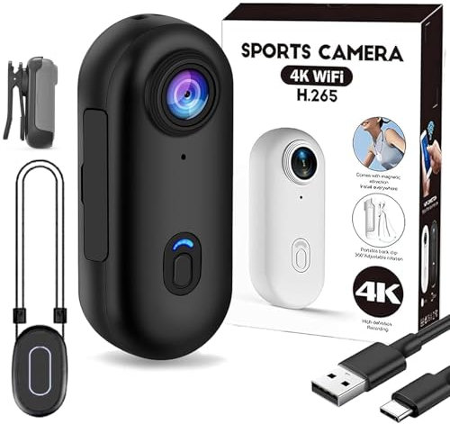 GLSAYZU Stallion Frames Body Cam, Bodycam Körperkamera, Mini Action Cam 4k+, POV WiFi Action Cam mit Audio und Videoaufzeichnung, Sport Kamera für Radfahren, Haustiere (Black-NO Card, 4K)