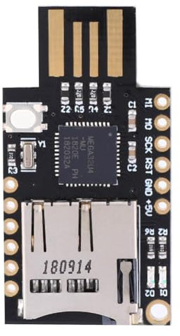 Spacnana Módulo de Teclado Virtual Pequeño y Potente BadUSB USB USB TF Memory Keyboard ATMEGA32U4 para Varios Dispositivos Negro 1 X CJMCU TF BadUSB Virtual TTF Memory Keyboard 2 X Pin (Black)