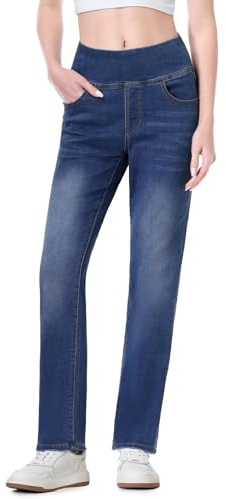 Chasehot Jeans Donna Vita Alta, Pantaloni Elasticizzati Modello Sigaretta Jeggings Curvy Bootcut Gamba Diritti Casual Push Up con 4 Bolsillos Pantalones De Mezclilla Lavaggio Indaco Scuro,31-M