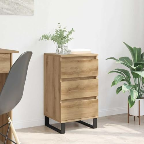 GeenYuu Sideboard mit Schubladen, Artisan-Eiche Holzwerkstoff, 40x35x70 cm, schmal, modern, für Wohnzimmer, Esszimmer, Flur, Stauraum, 60 kg Traglast