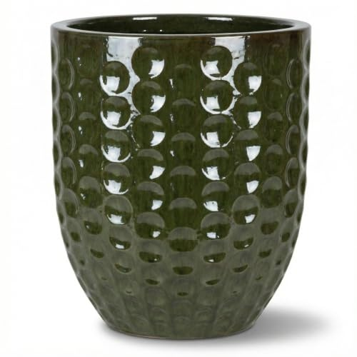 Provencelia MEROVEE Pot de Fleur en Terre Cuite émaillée Ø 55 x H 65 cm Vert Tropical, résistant au Gel, Fait Main, jardinière extérieur intérieur, Jardin terrasse Balcon