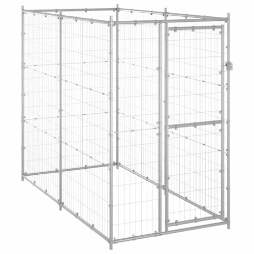 Mhdvray Outdoor-Hundezwinger aus verzinktem Stahl 110x220x180 cm – Stabiles Hundegehege mit abschließbarer Tür, geräumiger Hundekäfig für Garten, Training und Freilauf