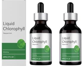 Flytande klorofyll - Naturlig pepparmynta - Matsmältnings- och immunstöd - Alkoholfri - Icke-GMO-glutenfri - 2 OZ,2Pcs
