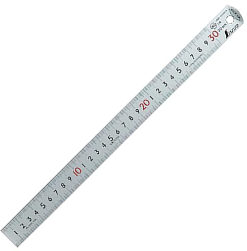 Shinwa Sokutei Pick up scale (silver) Display in CM [1 mm pitch, 30 cm] (JIS 1 grade) Numbers written in red (13134) (Japan Import)