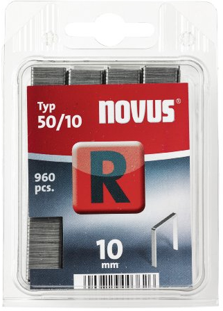 Novus Flachdrahtklammern 10 mm, 960 Tacker-Klammern, Typ 50/10, zur Befestigung von Folien, Etiketten, Papier und Pappe