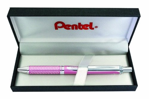 Pentel BL407P-BOX EnerGel Liquid-Gel-Roller Sterling mit matt-rose Gehäuse, Strichstärke 0.35 mm, Kugeldurchmesser 0.7 mm, schwarz