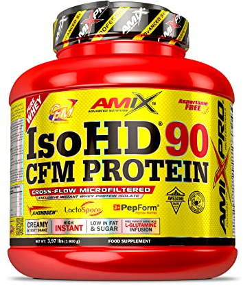 AMIX - Proteína Aislada de Suero en Polvo - Iso HD 90 en Formato de 1,8 kg - Ayuda a Aumentar la Masa Muscular - Mejora el Rendimiento Muscular - Sabor a Doble Chocolate Blanco