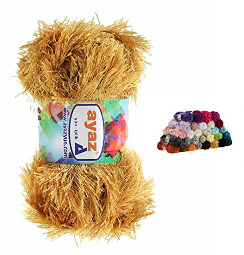 Fransen-Strickgarn Yumos 140m/100g Fancy Garn Strickwolle 40 Farben, Farbe:1111 goldgelb