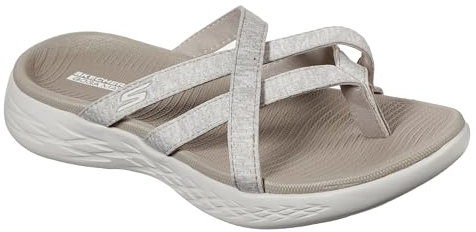 Skechers ON-The-GO 600 Dainty, Sandalia Mujer, Taupe Textile, 37 EU