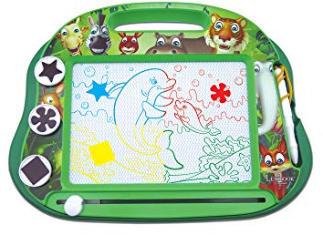 Lexibook, Dieren, Veelkleurig Magneet Tekenbord, Artistiek Creatief Speelgoed voor Meisjes en Jongens, Stylus Pen en Stempels, Groen, CRANX550