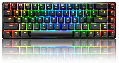 60% RGB Mechanical Gaming Tastatur Typ C verkabelt 68 Tasten 18 RGB Hintergrundbeleuchtung USB Wasserdichte Tastatur Anti-Ghosting-Tasten für Spieler und Schreibkräfte (Schwarz / Blau-Schalter)