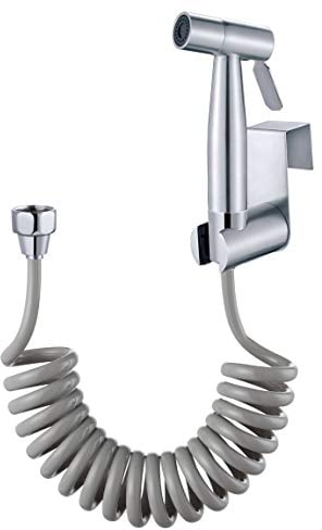 Pulvérisateur de Bidet à Main – avec Crochet de Réservoir d'eau et Tuyau de Douche Flexible Télescopique en ABS de 59 pour Plomberie, Toilettes, Bidet Pistolet de Pulvérisation de Salle de Bain