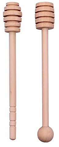 Zhongtou 2 Pièces Cuillere a Miel en Bois avec 16 cm de Long Manche en Bois Cuillère à Miel Barre d'agitation pour Pot Distributeur de Miel Bruine pour Les Pots à Miel Bâton Alimentaire Cuillère