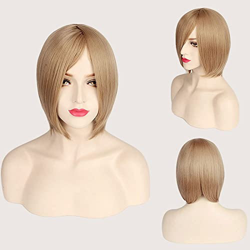 Halloween Fashion Christmas Party Dress Up Wig Cosplay Wig Short Hair Thickened Face Closing Face Short Hair Color Bobo Headgear Color:3021-26/Linen