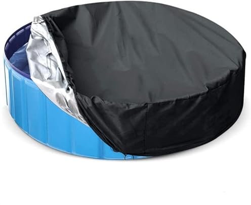 XNSHUN Abdeckung Für Hundepool, Rund Pool Schutzabdeckung Schwimmbad Abdeckung, Faltbare UV-beständig Poolabdeckplane Whirlpool Abdeckung Kinderbeckenabdeckung Für Family Pools, Schwarz,162cm x 30cm