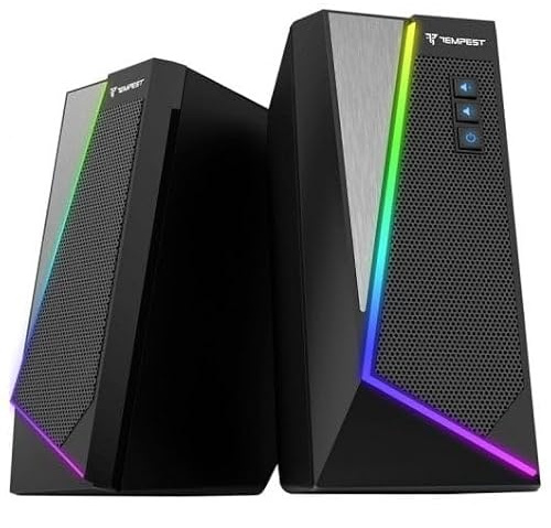 Tempest M20 RGB Master 2.0 Altavoces Gaming con Bluetooth, Sonido Estéreo 10W, 5 Modos RGB, Conexión USB y Jack 3,5mm, Negros