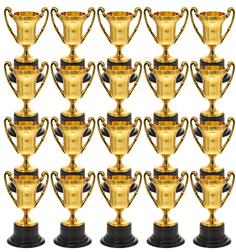 NUOBESTY Mini Trophies, 20pcs Gold Trophy Award Trophy Cup for Kids Plastic Small Trophies for Party Favors, Rewards, Winning Prizes, Competitions, Tournaments