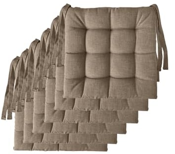 Il Tuo Artigiano Design Lot de 4 ou 6 Coussins pour chaises de Cuisine fabriqués en Italie, Coussins de Chaise de Cuisine 40x40 cm d'épaisseur 6 cm, Rembourrage en éponge et Acrylique (6, Beige)