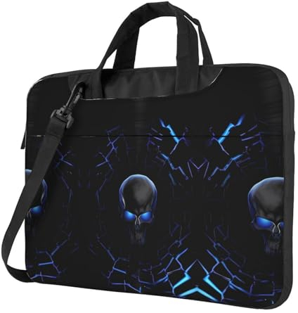 vacsAX 15,6 Zoll Laptoptasche - mit weichem Innenfutter, mehrere Taschen - ideal für Männer, Reisen und Business, totenköpfe, 15.6 inch