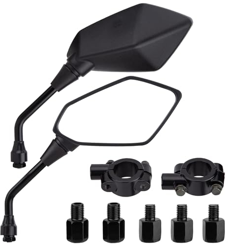 Motorrad Spiegel Set mit M8 M10 Gewinde, Universal drehbarer Motorrad Rückspiegel mit Rechtsgewinde und Linksgewinde