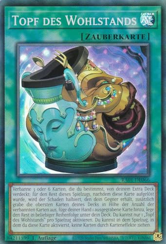 RA01-DE066 - Topf des Wohlstands - Super Rare - 1. Auflage - DEUTSCH - 25th Anniversary Rarity Collection - mit LMS Trading Fieldcenter-Karte Yugioh