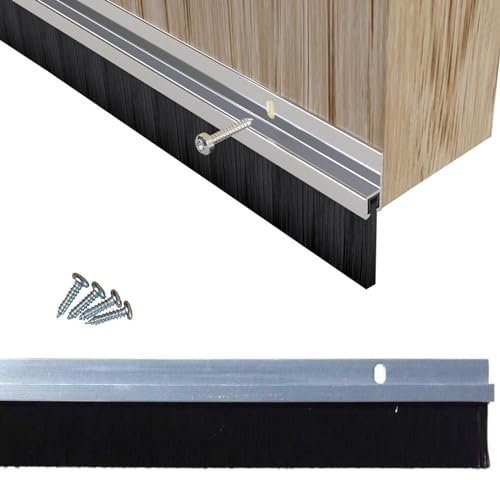 Buystarget Aluminium Door Brush Seal Strip Draught Excluder Metal Bottom Brush Sweep Bar 25 mm Heat Seal Energy (Silver) Savings Silver