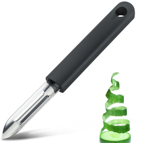 Kartoffelschäler Schälmesser Sparschäler, Kunststoff, schwarzSparschäler 19 cm, Gemüseschäler, Edelstahl teilmattiert, (A)
