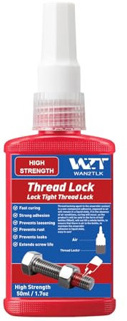 INNOVAYOU Thread Lock Red, High Strength Lock Tight Thread Lock Anti-Rust&Loosening, Locktight Threadlock for Gap Filling and Tighten Bolts Nuts Fasteners 50ml Square Bottle