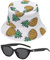 ZBHDEYG 1 Stück Ananas Strandhut, 1 Stück Sonnenbrille, Damen Sonnenhut, Mädchen Sommerhut, Damen Sonnencreme Sonnenhut, Mädchen Fischerhut