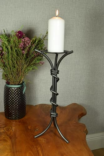 Beautiful Twist Wrought Iron Candlestick, hand forged from solid steel. Unique design by our in-house creative blacksmith Iain Wilson. Finished in a gunmetal grey finish.